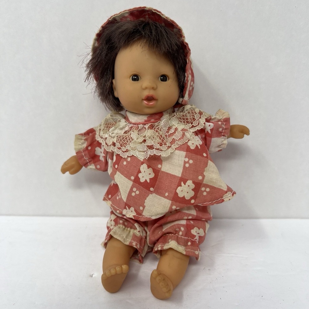 Gi-Go Toys Baby Doll 6" Soft white Body Brown‎ hair with pink outfit and hat